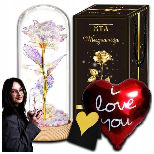 EWIGE ROSE AUS GLAS, LEUCHTENDE LED, GESCHENK, VALENTINSTAG, FRAUENTAG, GROSSMUTTERS 3D