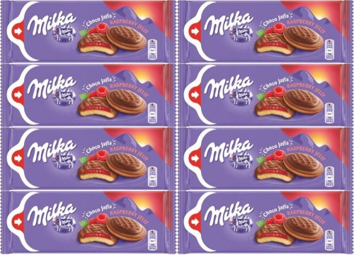 Milka Jaffa Kekse mit Himbeergelée, 147g x8, Überzug aus Alpenmilchschokolade