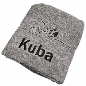    PERSONALISIERTES HANDTUCH GESCHENK DICKE 500G 50x100CM NAME HUNDE PFOTE