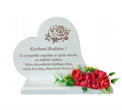  Kleines Herz auf einem Denkmal, Statuette mit Ständer, weiße Blumen, JEDE GRAVUR