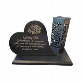  Herz auf einem Denkmal, Solarlaterne, schwarz, JEDE GRAVUR