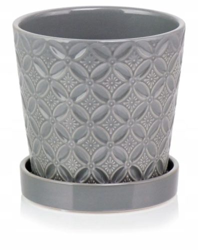  Polnix Blumentopf 15 cm x 15 x 15 cm Durchmesser 15 cm Keramik dunkelgrau, Grau- und Silbertöne