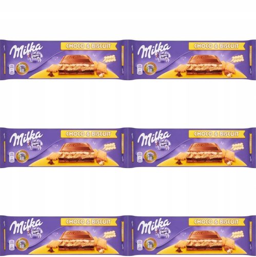 Milka Schoko&Keks - 6er Pack Milchschokolade mit Cremefüllung und Keksstückchen, 300g