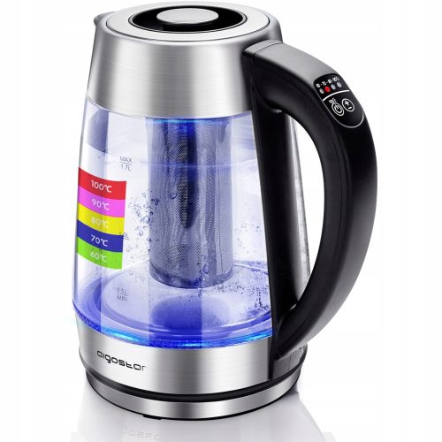  Aigostar Cris Wasserkocher 2200 W 1,7 l Silber/Grau