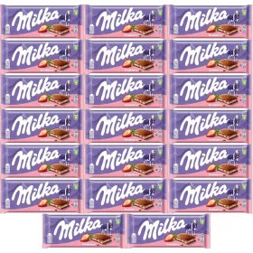   Milka Alpenmilch Schokolade mit Erdbeerfüllung 100g - 20er Pack