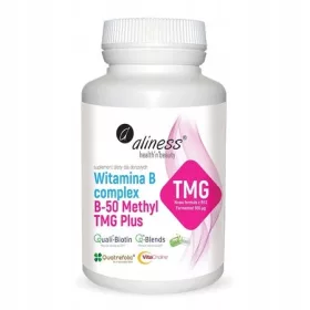   Aliness Vitamin B Komplex B-50 Methyl TMG Plus - Unterstützt Nervensystem und Immunabwehr, 100 Kapseln