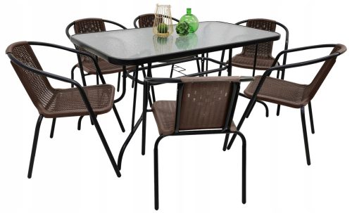 Gartentische und Stühle für die Terrasse Gartenmöbel-Set Kontrastmetall BERGOMO braun 7-teilig.