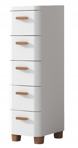 Weißer Badezimmerschrank mit Schubladen, 5 Schubladen, hoch, schmal, 25 cm, RG16