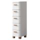 Weißer Badezimmerschrank mit Schubladen, 5 Schubladen, hoch, schmal, 25 cm, RG16