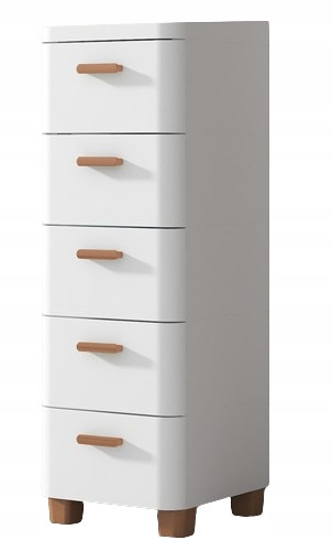 Weißer Badezimmerschrank mit Schubladen, 5 Schubladen, hoch, schmal, 30 cm, RG17