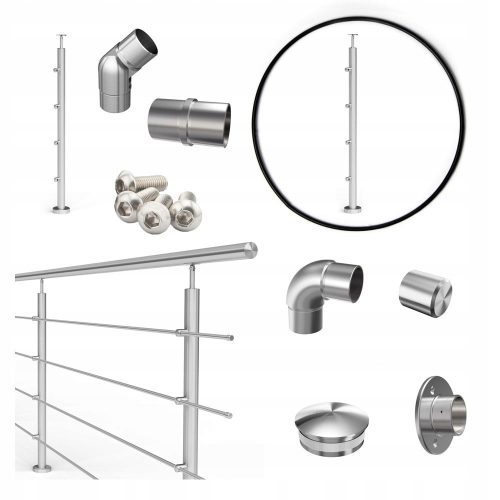 ATLANTA Balustradenelemente - Pfosten für vier Rohre Ø12,0 mm, Edelstahl
