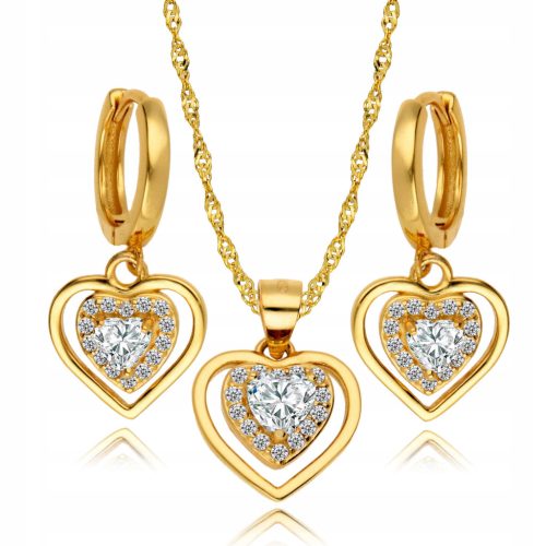  Hängende Diamantherzen aus 925er Gold mit Gravur