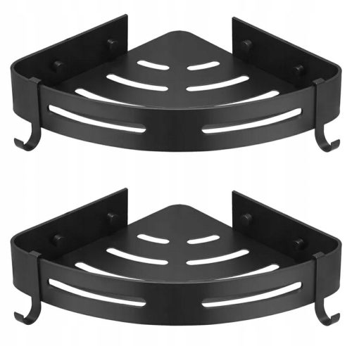 Badezimmerregale BADEZIMMERREGAL ECKE FÜR DUSCHE, SCHWARZ, FÜR BADEZIMMER MIT HAKEN