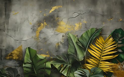 WAND-TAPETE TROPISCHE PALMENBLÄTTER DSCHUNGELBLUMEN GRAFIKEN # MUSTER