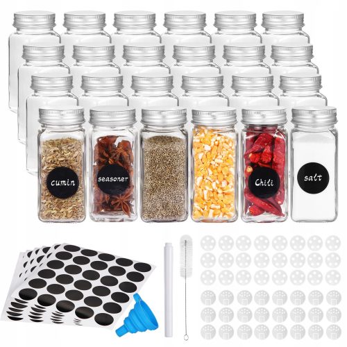 Lebensmittelbehälter Set Gläser mit Etiketten für Gewürze SuperBottles 120 ml 24 Stück Siebe