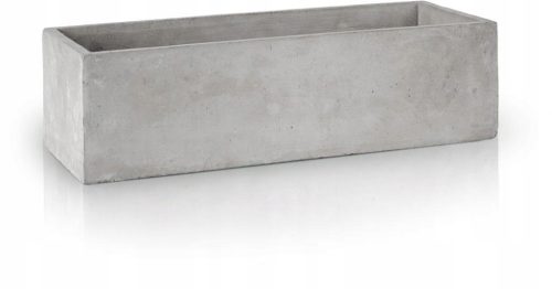 Polnix-Blumentopf, 32 cm x 12 x 9 cm, Durchmesser 12 cm, Betontöne in Grau und Silber