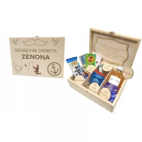    Ein Rentner-Essentials für einen Rentner, eine Rentner-Geschenkbox für den Ruhestand