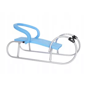  Blauer und silberner Kinderschlitten, LAMM mit Rückenlehne