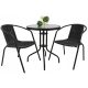 Ein Satz Garten- und Terrassenmöbel Gartenmöbel-Set Kontrastmetall BERGOMO schwarz, 3-teilig.