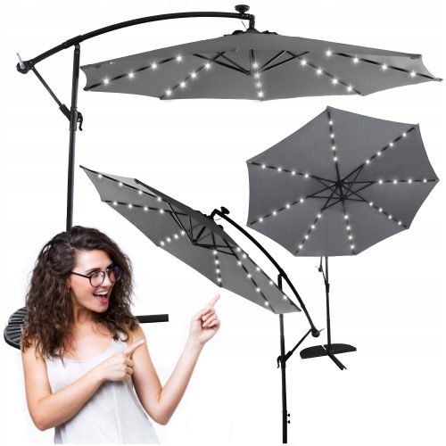 Sonnenschirm für Terrasse und Garten - Carruzzo-Regenschirm mit Galgen, grau 300 x 245 cm