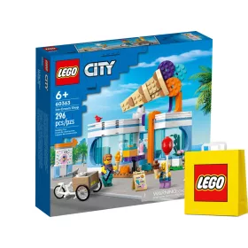    LEGO City 60363 Eisdiele + VP LEGO Papiertüte, mittelgroß, 41 cm x 34 cm x 11 cm, GESCHENKTASCHE
