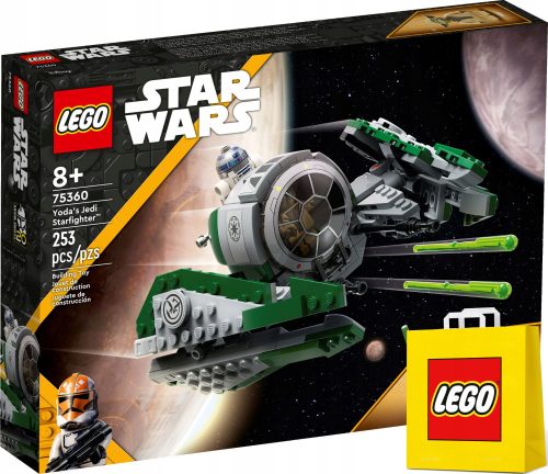  Lego STAR WARS 75360 Yodas Jedi Starfighter + VP LEGO Papiertüte, mittelgroß, 41 cm x 34 cm x 11 cm, GESCHENKTÜTE