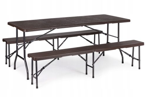 Ein Satz Garten- und Terrassenmöbel Modern Home Gartenmöbel-Set, Kunststoff, klassisches Braun, 3-teilig.