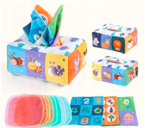  Sortierbox mit Tüchern, sensorische Montessori-Tiere aus Plüsch
