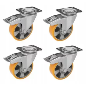   Räder 4 Stück, Durchmesser 125 mm, Räder bis 1200 kg/4 Wagenräder, Aluminium-Polyurethan