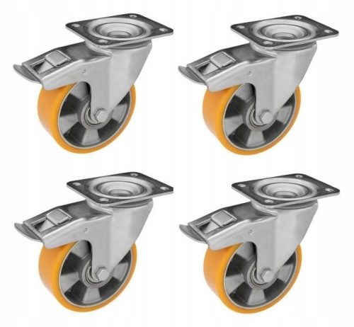 Räder 4 Stück, Durchmesser 125 mm, Räder bis 1200 kg/4 Wagenräder, Aluminium-Polyurethan