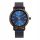  BEWELL ZSW170AL Holzuhr, schwarzes Walnussholz mit marineblauem Lederarmband
