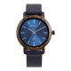  BEWELL ZSW170AL Holzuhr, schwarzes Walnussholz mit marineblauem Lederarmband