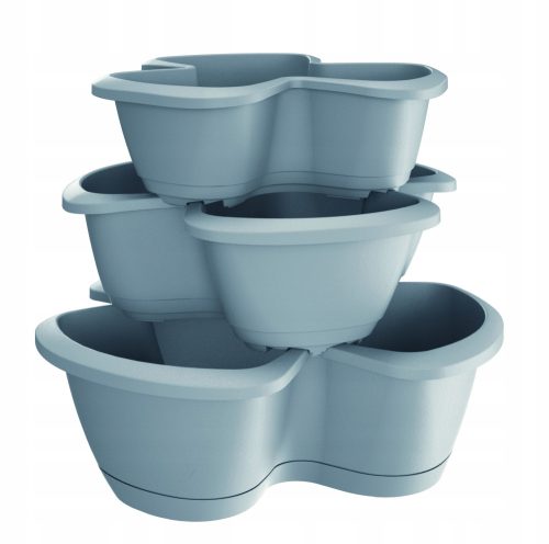  Prosperplast-Blumentopf, 47 cm x 47 x 40,5 cm, Durchmesser 47 cm, Kunststoff in Grau- und Silbertönen
