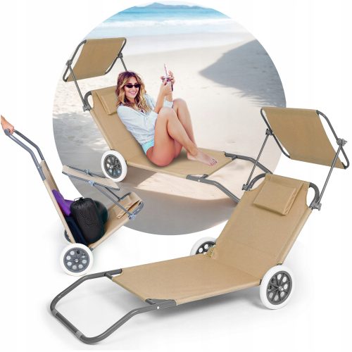 Sonnenliegen und Garten und Terrasse Be-active.pl Aluminium-Liegestuhl, Beige und Braun