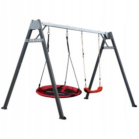    POTENZA Doppelte Gartenschaukel aus Metall, POLISH-Rahmen, Storchennest