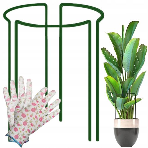 Pergolen - 3× Pflanzenstützen aus Metall 60 cm 1 Stk. + Bradas-Handschuhe Größe S