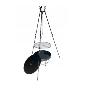  Gartengrill Dreibein Chrom Rost Kamin + Abdeckung 80cm