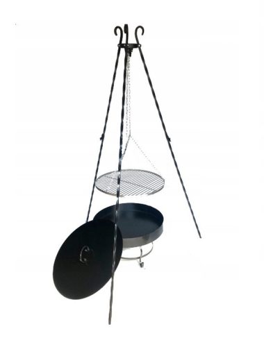  Gartengrill Dreibein Chrom Rost Kamin + Abdeckung 80cm