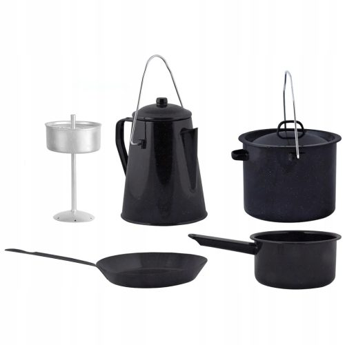  Esschert Design Campinggeschirr, 4-teilig, Schwarz, FF215