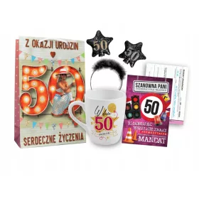   Geschenk zum 50. Geburtstag für eine Frau, Souvenir-Wünsche, Tasse, Handtasche, Armband