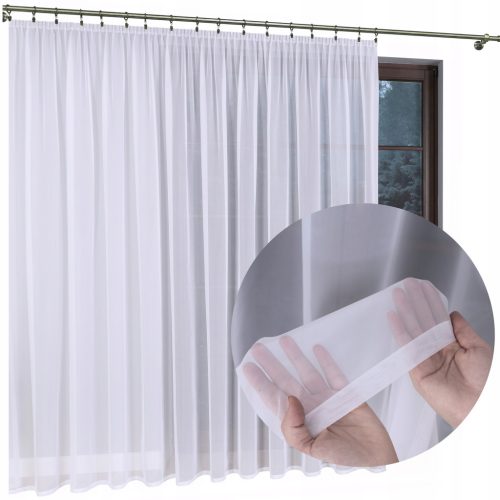  FERTIGVORHANG VOILE WEISSER VORHANG auf BAND FROSCHTUNNEL FÜR DAS WOHNZIMMER 300x230 cm