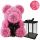 Teddybär mit Rosen 40 cm Rosa mit Schleife GESCHENK + EWIGE ROSE IM GLAS VALENTINSTAGSGESCHENKE