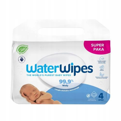  In sauberem Wasser getränkte, biologisch abbaubare Tücher WaterWipes 4x60 Stk