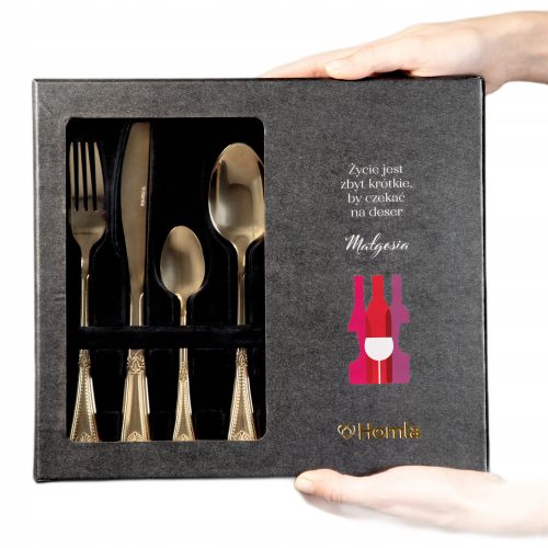Coole, lustige Gadgets PERSONALISIERTES GOLDBESTECKSET 24-TLG. HOMLA-GESCHENK MIT EIGENEM AUFDRUCK