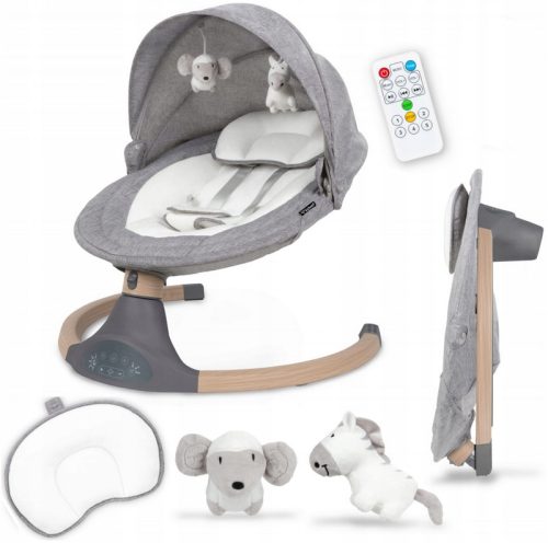  Elektrischer Schaukelstuhl Kidwell LUXI 2in1, hellgrau/Holz