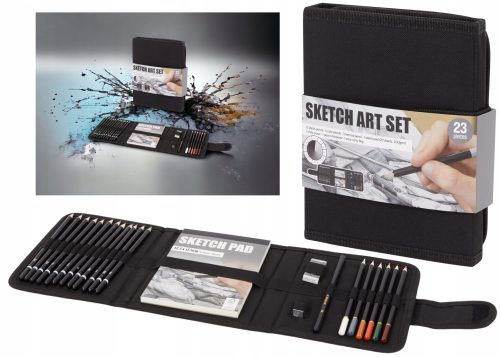  BLEISTIFT-SET SKIZZEBUCH-KUNSTBLOCK 23-teilig