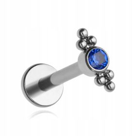    Titan-Labret-Ohrring mit marineblauem helixförmigem Zirkon, Silber 1,2/8