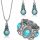  Silber Set Ohrringe Halskette Armband Boho Türkis