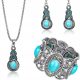  Silber Set Ohrringe Halskette Armband Boho Türkis