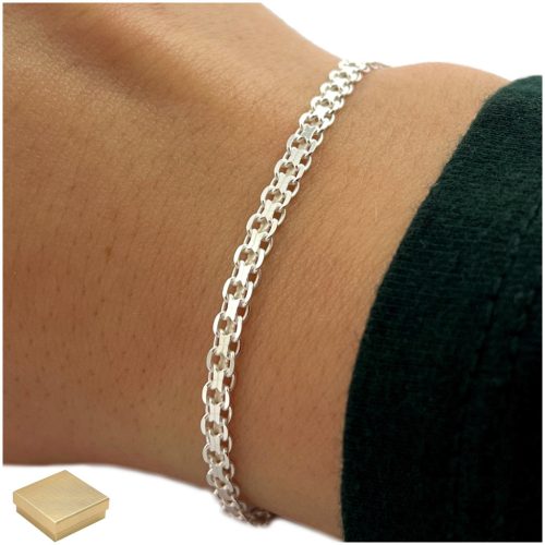  SCHÖNES SILBERNES BISMARK-ARMBAND FÜR DAMEN, 19 cm/3 mm, GESCHENK FÜR DIE MUTTER EINER FRAU